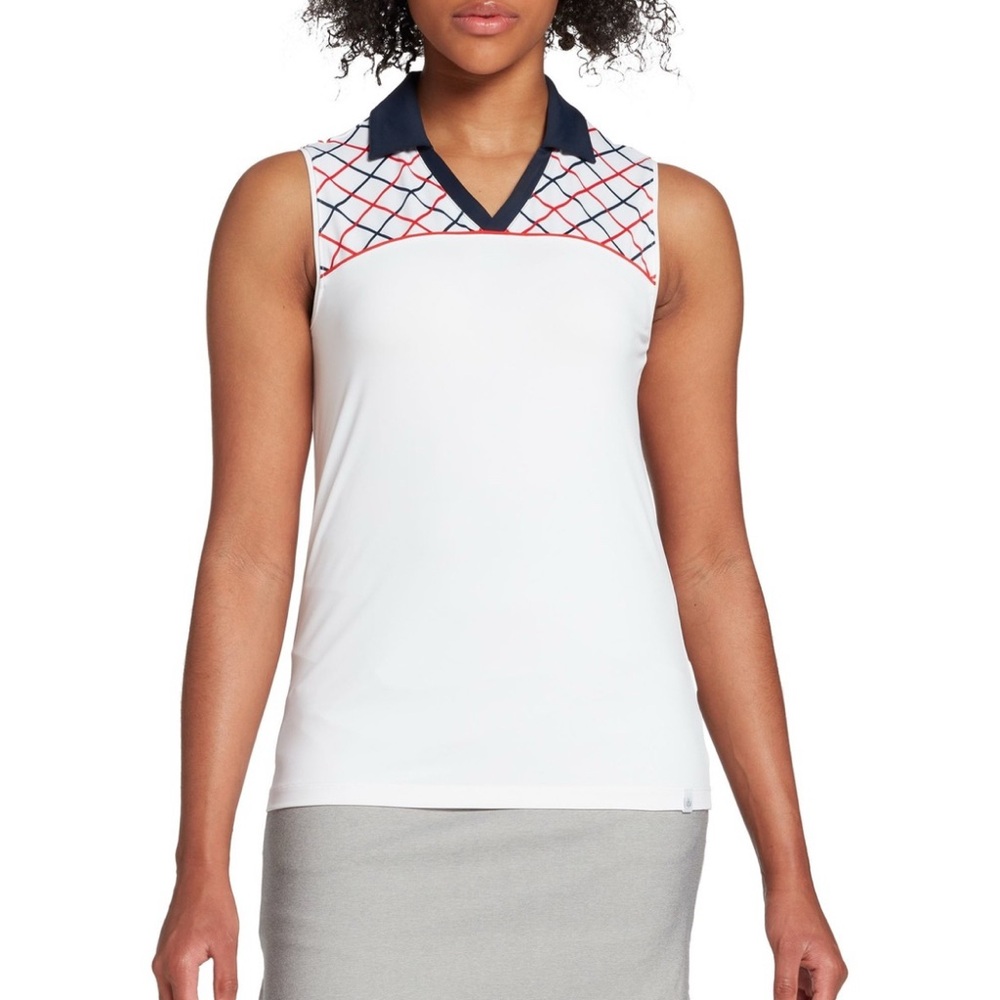 Lady Hagen Windowpane Sleeveless Polo Golf Tank Top. NWT.  Medium